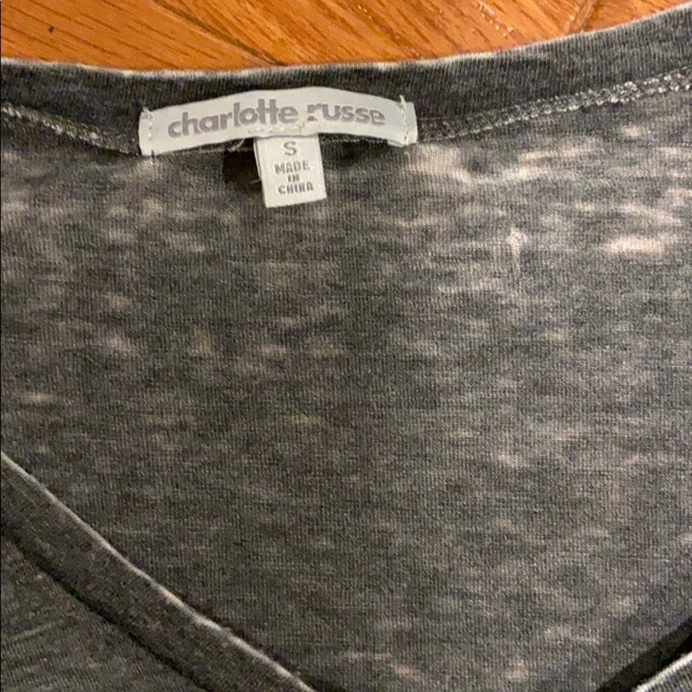 Basic Distressed Grey Short Sleeve Tee - Picture 2 of 3
